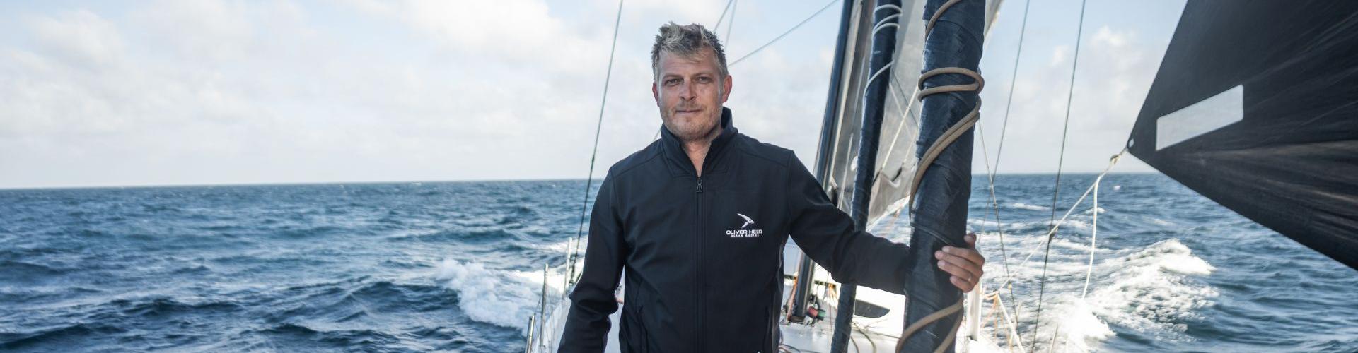 Sailor on a sailboat in the sea